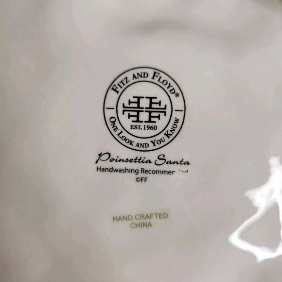 Fitz and Floyd Santa Cookie Plate Christmas Poinsettia Canape 59-353 w/Box - Picture 6 of 6